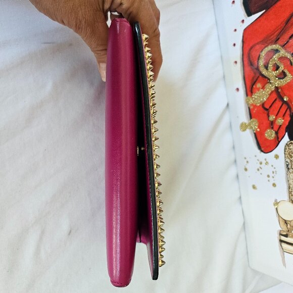 Louboutin Pink spiked leather wallet wristlet clutch - Picture 7 of 16